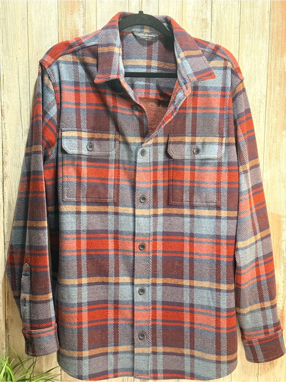 Alpine Design Men's Plaid Shirt Jacket in Blue & Orange